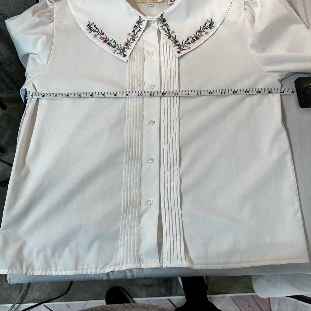 Allison Smith vintage embroider collar white button down blouse size 12 - Picture 11 of 12